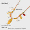 Wholesale Ins Style Coconut Tree Fish Bone Geometric Animal Zodiac Stainless Steel Titanium Steel Electroplated Pendant Woven Cross Chain Necklace For Women