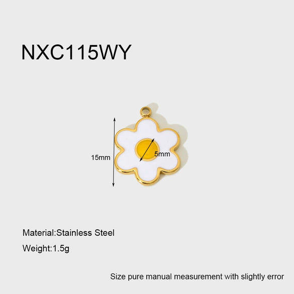 Wholesale Ins Style Colorful Flower Dripping Oil Stainless Steel Goldplated Pendant Jewelry Accessories For Women