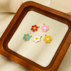 Wholesale Ins Style Colorful Flower Dripping Oil Stainless Steel Goldplated Pendant Jewelry Accessories For Women