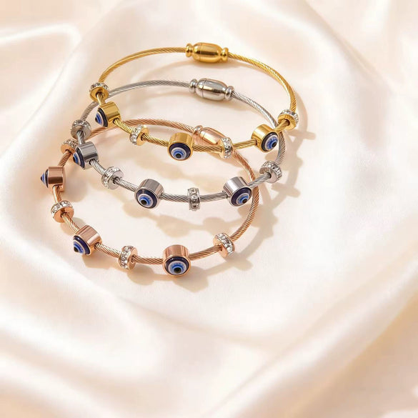 Wholesale Ins Style Devil's Eye Electroplated Stainless Steel Bracelet