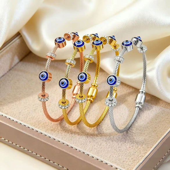 Wholesale Ins Style Devil's Eye Electroplated Stainless Steel Bracelet
