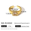 Wholesale Ins Style Doublelayer Square Stainless Steel Ring With Diamond And Zircon 18K Vacuum Plated In Furnace Geometric And Rhombus Drop Shape Unisex