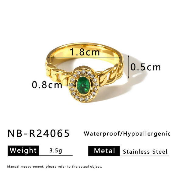 Wholesale Ins Style Doublelayer Square Stainless Steel Ring With Diamond And Zircon 18K Vacuum Plated In Furnace Geometric And Rhombus Drop Shape Unisex