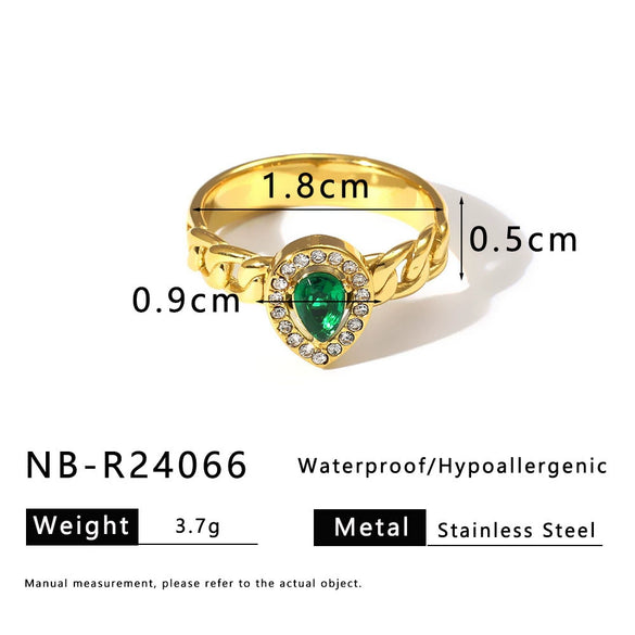 Wholesale Ins Style Doublelayer Square Stainless Steel Ring With Diamond And Zircon 18K Vacuum Plated In Furnace Geometric And Rhombus Drop Shape Unisex