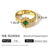 Wholesale Ins Style Doublelayer Square Stainless Steel Ring With Diamond And Zircon 18K Vacuum Plated In Furnace Geometric And Rhombus Drop Shape Unisex