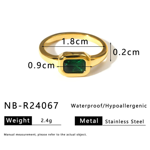 Wholesale Ins Style Doublelayer Square Stainless Steel Ring With Diamond And Zircon 18K Vacuum Plated In Furnace Geometric And Rhombus Drop Shape Unisex