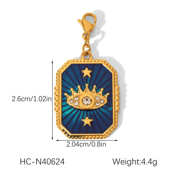 Wholesale Ins Style Dripping Oil Stainless Steel Jewelry Accessories With Star Moon Heart Love Eyes Fish Patterns For Women