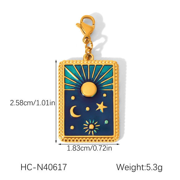 Wholesale Ins Style Dripping Oil Stainless Steel Jewelry Accessories With Star Moon Heart Love Eyes Fish Patterns For Women