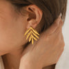 Wholesale Ins Style Electroplated Geometric Leaf Stainless Steel Earrings For Women