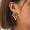 Wholesale Ins Style Electroplated Geometric Leaf Stainless Steel Earrings For Women