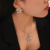 Wholesale Ins Style Electroplated Stainless Steel And Titanium Steel Geometric Star Pendant Necklace For Women With O Word Chain