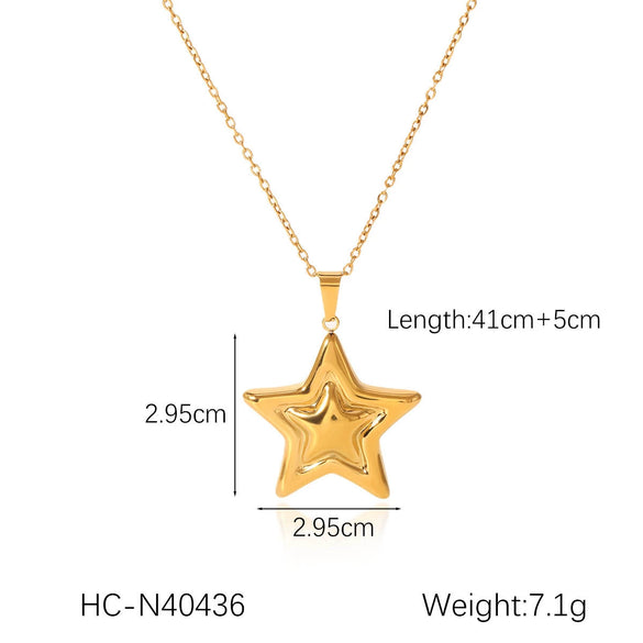 Wholesale Ins Style Electroplated Stainless Steel And Titanium Steel Geometric Star Pendant Necklace For Women With O Word Chain