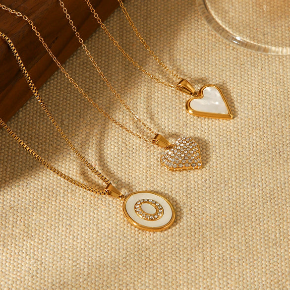 Wholesale Ins Style Electroplated Stainless Steel Geometric And Heart Shape Pendant Necklace For Women