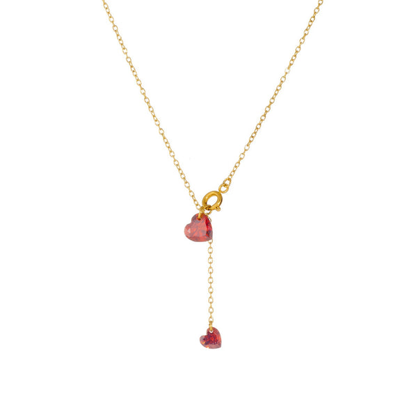 Wholesale Ins Style Electroplated Stainless Steel Heart Shape Pendant Tassel Chain Clavicle Necklace For Women