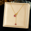 Wholesale Ins Style Electroplated Stainless Steel Heart Shape Pendant Tassel Chain Clavicle Necklace For Women