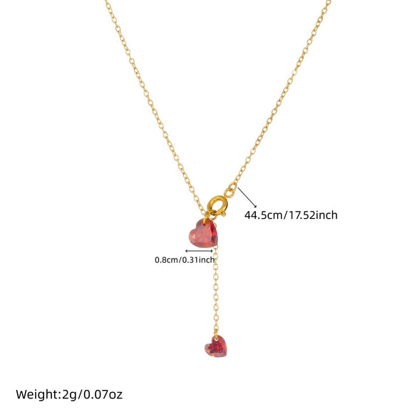 Wholesale Ins Style Electroplated Stainless Steel Heart Shape Pendant Tassel Chain Clavicle Necklace For Women