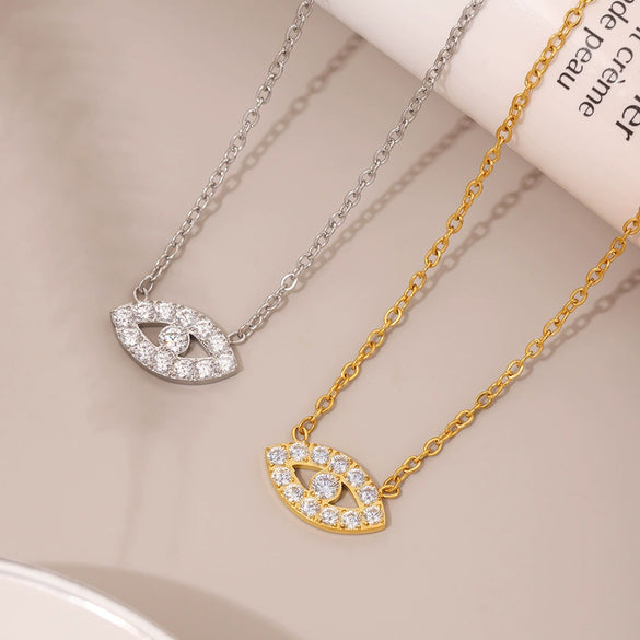 Wholesale Ins Style Ferris Wheel And Devil's Eye Inlaid Zircon Jewelry Set Made Of Titanium Steel And Stainless Steel With Electroplating For Unisex
