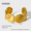 Wholesale Ins Style Floral Shell Spiral Splicing 18K Gold Plated Stainless Steel Open Bracelet For Women