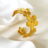 Wholesale Ins Style Floral Shell Spiral Splicing 18K Gold Plated Stainless Steel Open Bracelet For Women