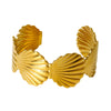 Wholesale Ins Style Floral Shell Spiral Splicing 18K Gold Plated Stainless Steel Open Bracelet For Women