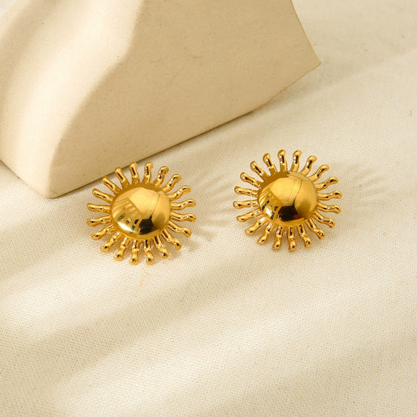 Wholesale Ins Style Flower Shape 18K Gold Plated Stainless Steel Earrings For Women