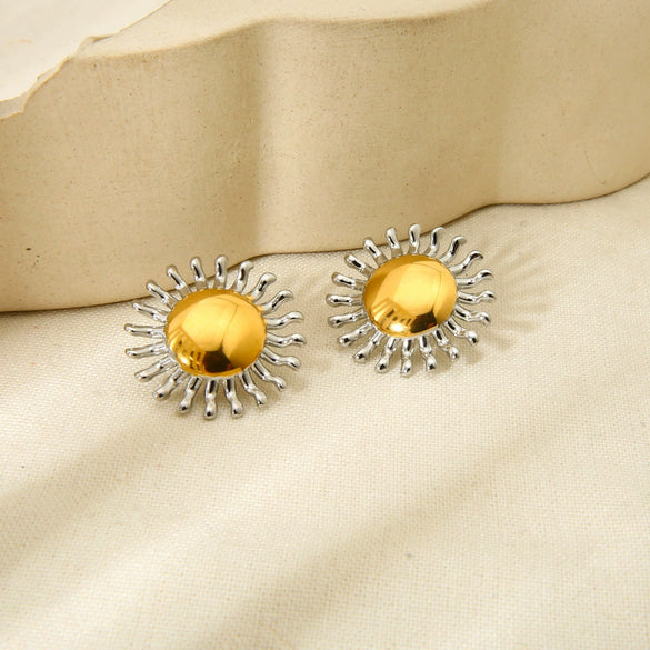 Wholesale Ins Style Flower Shape 18K Gold Plated Stainless Steel Earrings For Women