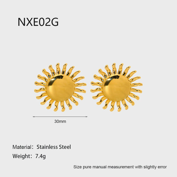 Wholesale Ins Style Flower Shape 18K Gold Plated Stainless Steel Earrings For Women