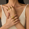 Wholesale Ins Style Geometric Asymmetrical Stainless Steel Ring With 18K Gold Electroplating For Women