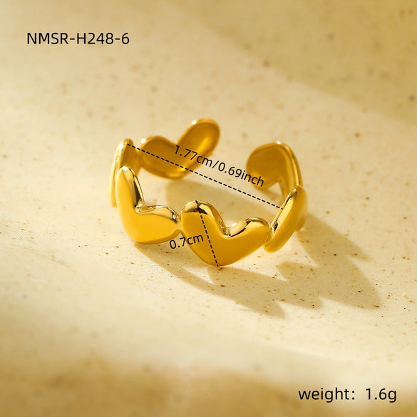 Wholesale Ins Style Geometric Asymmetrical Stainless Steel Ring With 18K Gold Electroplating For Women