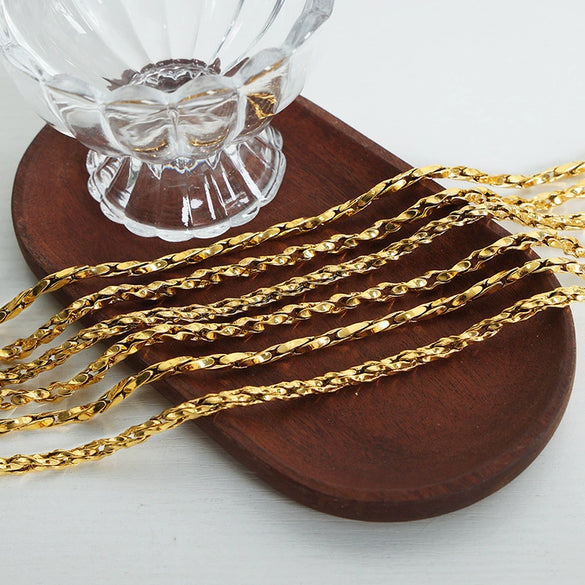 Wholesale Ins Style Geometric Braided Chain Design Copper And Titanium Steel Goldplated Jewelry Set For Unisex