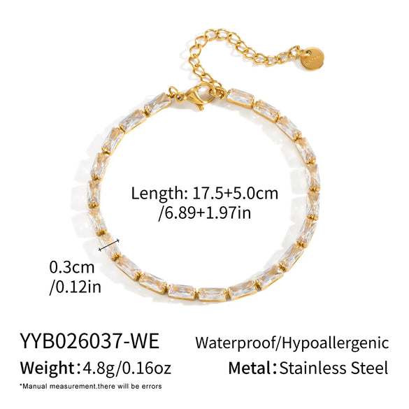 Wholesale Ins Style Geometric Colorful Zircon Vacuum Plated Stainless Steel Bracelet For Women And Unisex