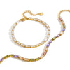 Wholesale Ins Style Geometric Colorful Zircon Vacuum Plated Stainless Steel Bracelet For Women And Unisex