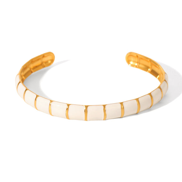 Wholesale Ins Style Geometric Dripping Oil Stainless Steel Bracelet For Women Luxury Highend Jewelry