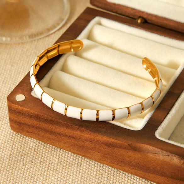 Wholesale Ins Style Geometric Dripping Oil Stainless Steel Bracelet For Women Luxury Highend Jewelry