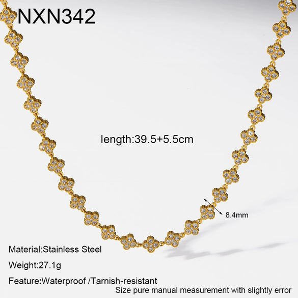 Wholesale Ins Style Geometric Drop Shape Heart Flower Stainless Steel Necklace With 18K Gold Vacuum Real Gold Plating In Pvd Furnace For Women