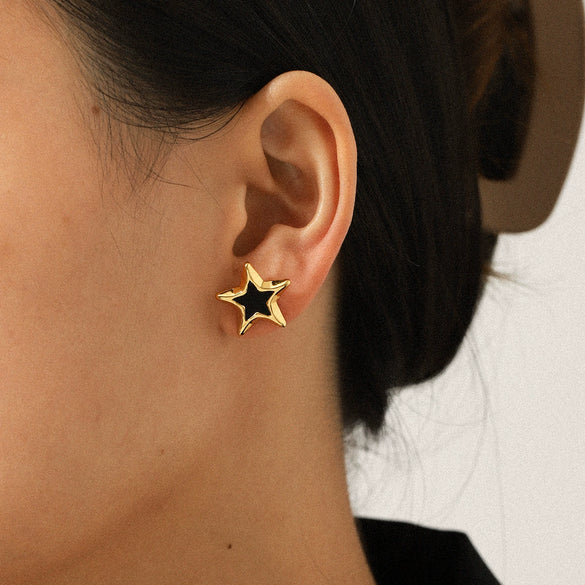 Wholesale Ins Style Geometric Fivepointed Star Electroplated Stainless Steel Earrings For Women