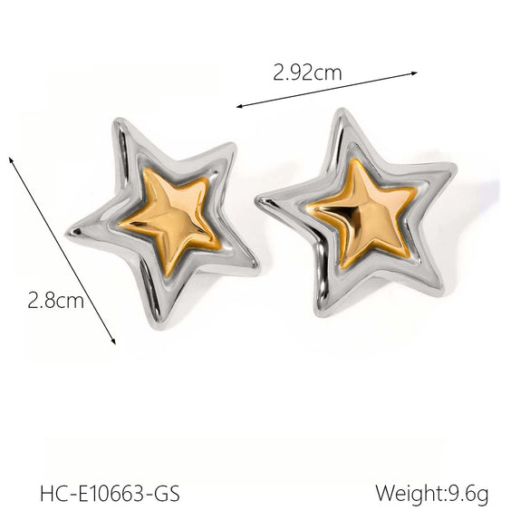 Wholesale Ins Style Geometric Fivepointed Star Electroplated Stainless Steel Earrings For Women