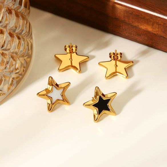 Wholesale Ins Style Geometric Fivepointed Star Electroplated Stainless Steel Earrings For Women