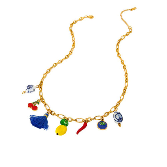 Wholesale Ins Style Geometric Fruit Stainless Steel Electroplated Pendant Necklace For Women