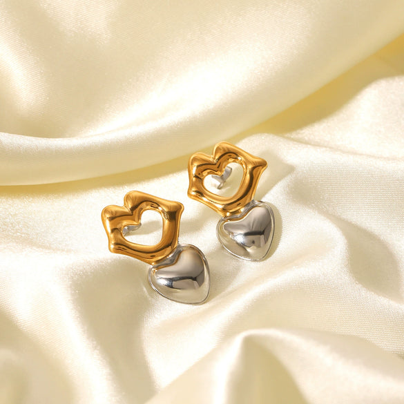 Wholesale Ins Style Geometric Heart Shape Electroplated Stainless Steel Earrings For Women