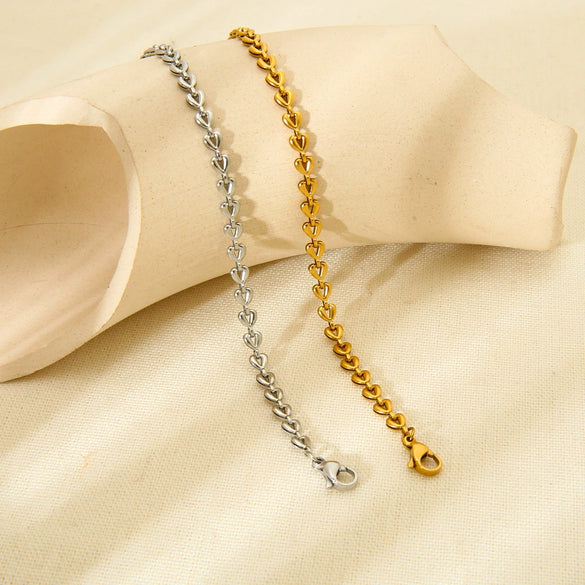 Wholesale Ins Style Geometric Heart Shape Stainless Steel 18K Gold Plated Bracelet Jewelry For Women