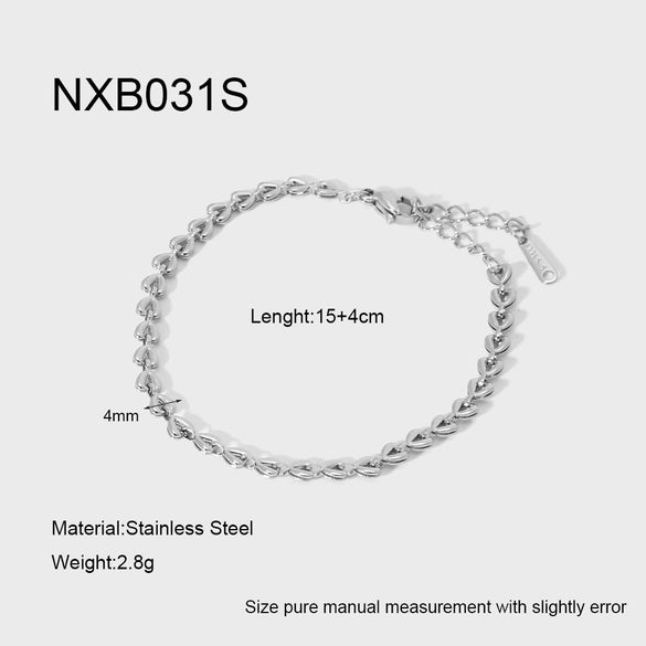Wholesale Ins Style Geometric Heart Shape Stainless Steel 18K Gold Plated Bracelet Jewelry For Women