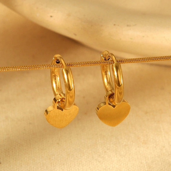 Wholesale Ins Style Geometric Heart Shaped 18K Gold Plated Stainless Steel Earrings For Women