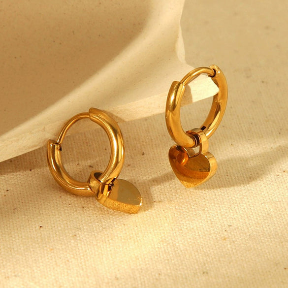 Wholesale Ins Style Geometric Heart Shaped 18K Gold Plated Stainless Steel Earrings For Women