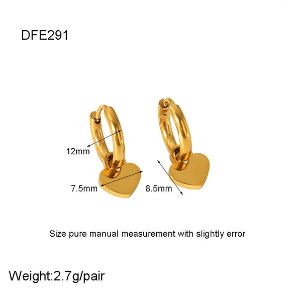 Wholesale Ins Style Geometric Heart Shaped 18K Gold Plated Stainless Steel Earrings For Women
