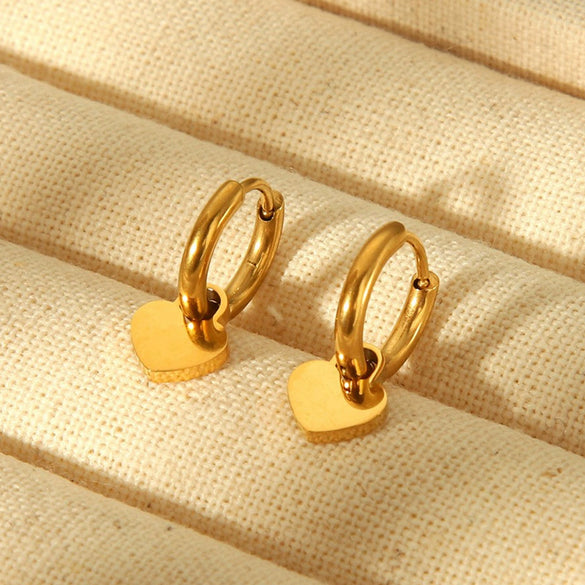 Wholesale Ins Style Geometric Heart Shaped 18K Gold Plated Stainless Steel Earrings For Women