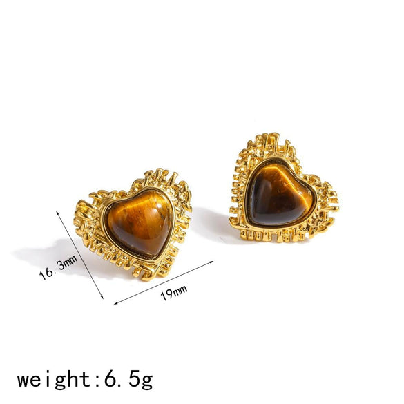 Wholesale Ins Style Geometric Heartshaped Vacuum Real Gold Plated Stainless Steel Earrings For Women