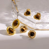 Wholesale Ins Style Geometric Heartshaped Vacuum Real Gold Plated Stainless Steel Earrings For Women