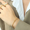 Wholesale Ins Style Geometric Hollow Rectangular Ring Buckle Double Layer Chain Bracelet For Women Titanium Steel 18K Gold Plated Hand Jewelry