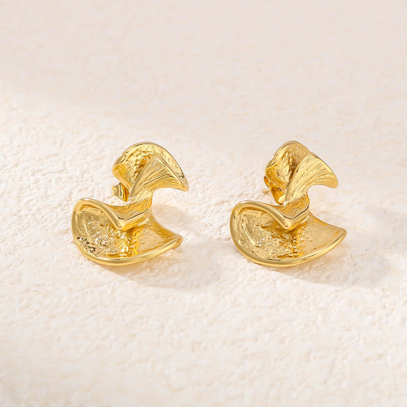 Wholesale Ins Style Geometric Irregular Twisted 18K Gold Plated Stainless Steel Ear Studs Earrings